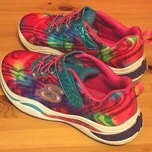 Girl’s Rainbow Zebra Striped Skechers